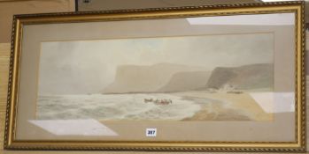 Joseph William Carey (1859-1937), watercolour, 'Fair Head', signed and dated 1918, 25 x 73cm