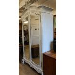 A French painted armoire with mirrored doors W.142cm approx.