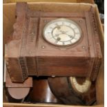 A box of assorted mantel clocks