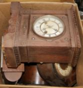 A box of assorted mantel clocks