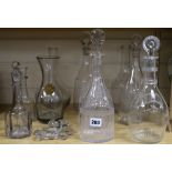 A collection of Irish Georgian decanters and others