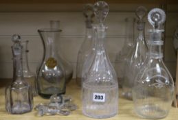 A collection of Irish Georgian decanters and others
