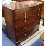A Regency cross banded mahogany bowfronted chest of drawers W.105.5cm
