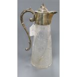 An Edwardian silver mounted cut glass claret jug, James Deakin & Sons, Sheffield, 1901, 29.5cm.