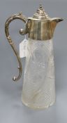 An Edwardian silver mounted cut glass claret jug, James Deakin & Sons, Sheffield, 1901, 29.5cm.