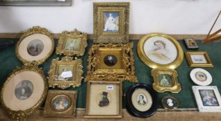 A collection of 19th century and later portrait miniatures, together with photographs and prints,