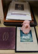 A quantity of 'Bonzo' related items including prints, figure and cigarette cards
