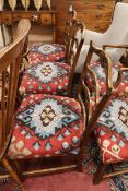 Five George III pierced ladder back dining chairs