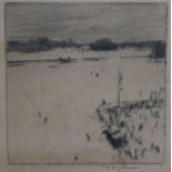 Tavik Frantisek Simon, (1877-1942), original framed artist proof etching, skating rink under the