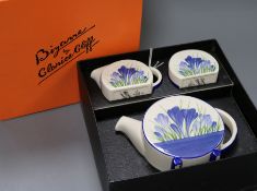 A Clarice Cliff design Blue Crocus teaset, boxed