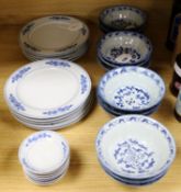 A collection of Chinese blue and white ceramics, 18th century and later, including a set of twelve