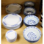 A collection of Chinese blue and white ceramics, 18th century and later, including a set of twelve