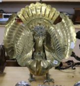 A Middle Eastern brass turkey shaped incense burner height 55cm