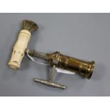 A Thomason bone handled corkscrew with brush