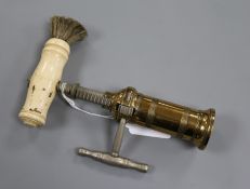 A Thomason bone handled corkscrew with brush