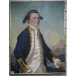 Van Jones, oil on board, Portrait of Captain James Cook (1728-1779), 80 x 60cm