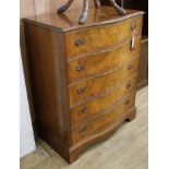 A walnut serpentine chest of drawers W.78cm