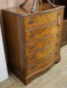 A walnut serpentine chest of drawers W.78cm