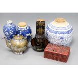 A quantity of mixed Oriental ceramics and lacquer and metal ware