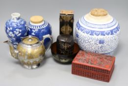 A quantity of mixed Oriental ceramics and lacquer and metal ware