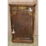 A Victorian inlaid walnut pier cabinet (with later panelled door), W.59cm