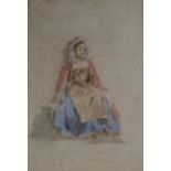 William Evans of Bristol (1809-1858), watercolour, Seated Italian woman, 30 x 20cm, unframed