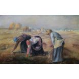 After Francois Millet, oil on canvas, The Gelaners