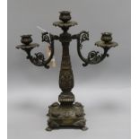 A 19th century neo-classical bronze candelabra height 42cm
