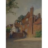 Russell Downson, watercolour, Weston's Yard, Eton College