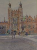 Nora Davison, watercolour, School Yard, Eton College