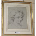 Margaret Carpenter, pencil and chalk, Portrait of a youth 'Master Selwyn', signed, 34 x 29cm