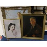 Van Jones, oil on board, Portrait of two boys, signed, 60 x 50cm and a Portrait of Lord Acton