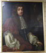 17th century English School, oil on canvas, Portrait of a gentleman, with later overpaint and cut