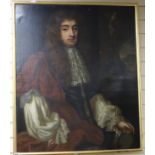 17th century English School, oil on canvas, Portrait of a gentleman, with later overpaint and cut