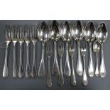 Sixteen items of German 800 standard beaded pattern flatware, 30.5 oz.