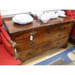 A mahogany chest of drawers (cut down) W.130cm