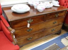 A mahogany chest of drawers (cut down) W.130cm