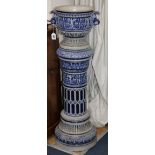 A German stoneware planter and pedestal, pedestal stamped P.W. 105 overall height 106.5cm