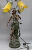 An Art Nouveau style figural lamp height 80cm