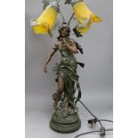 An Art Nouveau style figural lamp height 80cm