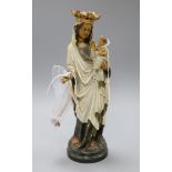 A 19th century polychrome composition group of Madonna and child 31cm high