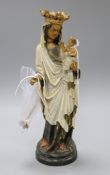 A 19th century polychrome composition group of Madonna and child 31cm high