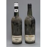Two bottles of 1963 Vintage Cockburns port