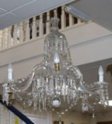 A cut glass chandelier