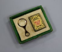An early Victorian English Bijou miniature book and magnifying glass