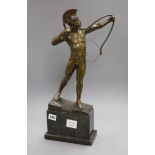 A 19th century bronze archer, on stand, height 50cm