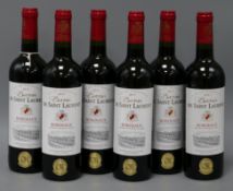 Six bottles of Baron De Saint Laurent Bordeaux