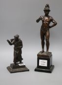 A bronze gladiator and match holder Tallest 33cm