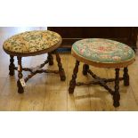 Two similar oval upholstered stools W.53cm each