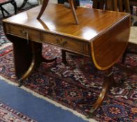 A William Tillman George III style satinwood banded mahogany sofa table W.94cm